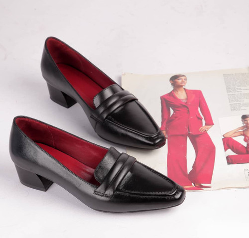 کفش کالج چرم طبیعی مشکی