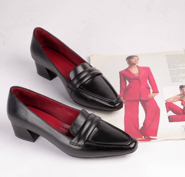 کفش کالج چرم طبیعی مشکی